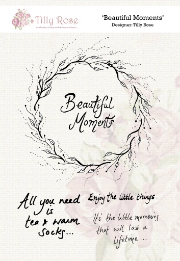 Beautiful Moments A5 Red Rubber Stamp by Tilly Rose